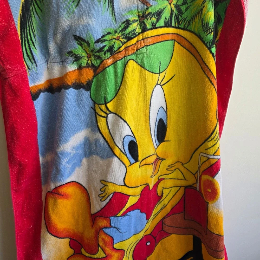 Vintage Looney‎ Tunes Tweety Bird Bahamas Beach Towel Backpack 2-in-1 Red 56in